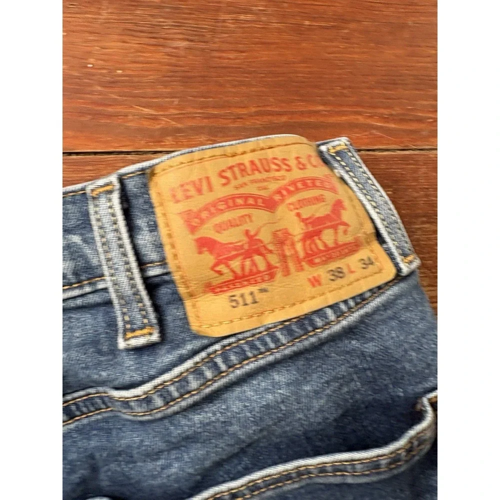Levi's 511 Jeans Mens Size 38x34‎ Slim Fit Tapered  Stretch Medium Blue Denim